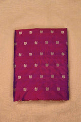 Magenta Pink Handloom Banarasi Silk Fabric with Mayur Motifs