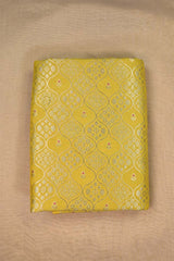 Yellow Banarasi Silk Fabric with Floral Ornament Jaal Work