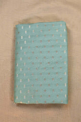 Powder blue Banarasi Silk Fabric with Sona-Rupa Zari Floral Buti