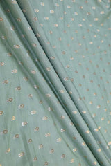 Powder blue Banarasi Silk Fabric with Sona-Rupa Zari Floral Buti