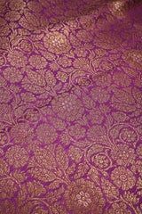 Wine Banarasi Silk Fabric with Floral Jaal and Meenakari Detailing