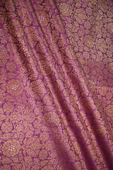 Wine Banarasi Silk Fabric with Floral Jaal and Meenakari Detailing