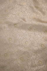 Beige Banarasi silk brocade fabric in floral pattern