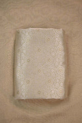 Beige Banarasi silk brocade fabric in floral pattern