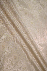Off White Banarasi Silk Fabric with Floral Jaal and Meenakari Detailing