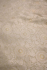 Off White Banarasi Silk Fabric with Floral Jaal and Meenakari Detailing