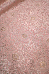 Baby Pink Banarasi Silk Fabric with Floral Jaal and Meenakari Detailing