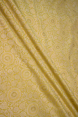 Yellow Banarasi Silk Fabric with Floral Jaal and Meenakari Detailing