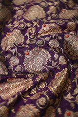 Purple Banarasi Silk Fabric with Meenakari & Leheriya Jaal