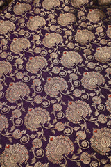 Purple Banarasi Silk Fabric with Meenakari & Leheriya Jaal