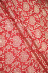 Red Banarasi Silk Fabric with Meenakari & Leheriya Jaal