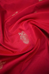 Red Banarasi Silk Fabric with Mayur Motifs