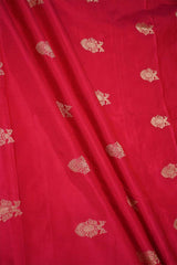 Red Banarasi Silk Fabric with Mayur Motifs