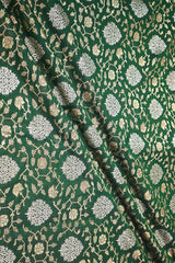 Bottle Green Banarasi Silk Fabric with Sona Rupa Zari Jaal Work