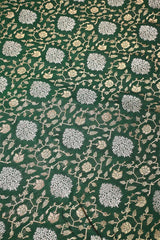 Bottle Green Banarasi Silk Fabric with Sona Rupa Zari Jaal Work