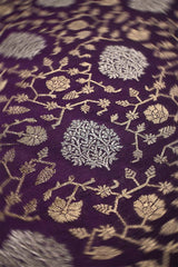 Wine Banarasi Silk Fabric with Sona Rupa Zari Jaal Work