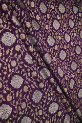 Wine Banarasi Silk Fabric with Sona Rupa Zari Jaal Work