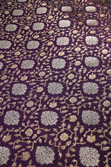 Wine Banarasi Silk Fabric with Sona Rupa Zari Jaal Work