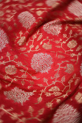 Red Banarasi Silk Fabric with Sona Rupa Zari Jaal Work