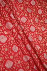 Red Banarasi Silk Fabric with Sona Rupa Zari Jaal Work
