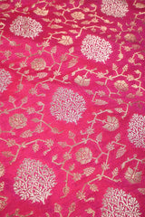 Pink Banarasi Silk Fabric with Sona Rupa Zari Jaal Work