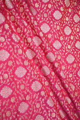 Pink Banarasi Silk Fabric with Sona Rupa Zari Jaal Work