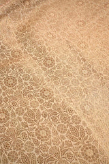 Beige Banarasi Silk Fabric with Antique Floral Brocade Work