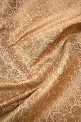 Beige Banarasi Silk Fabric with Antique Floral Brocade Work