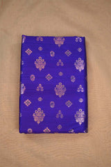 Ink Blue Raw Silk Fabric with Zari Meenakari Work