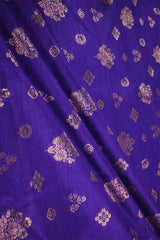 Ink Blue Raw Silk Fabric with Zari Meenakari Work