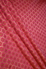 Pink Banarasi Silk Fabric with Geometrical Jaal Work