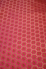 Pink Banarasi Silk Fabric with Geometrical Jaal Work