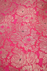 Rani Pink Banarasi Silk Fabric with Rose Brocade Jaal