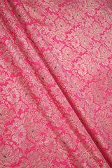 Rani Pink Banarasi Silk Fabric with Rose Brocade Jaal
