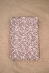 Mauve Tissue Silk Fabric with Chikankari Floral Embroidery