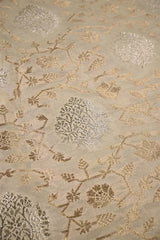 Cream White Banarasi Silk Fabric with Sona Rupa Zari Jaal Work