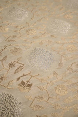 Cream White Banarasi Silk Fabric with Sona Rupa Zari Jaal Work