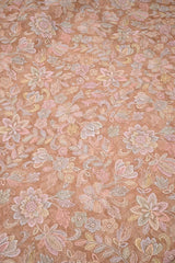 Peach Tissue Silk Fabric with Floral Resham Embroidery