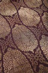 Coco Brown Banarasi Silk Fabric with Floral Detailing