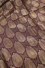 Coco Brown Banarasi Silk Fabric with Floral Detailing