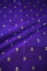 Purple Banarasi Silk Fabric with Tanchoi and Floral Meenakari Motifs