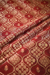 Brown Banarasi Silk Fabric with Floral Ornament Pattern