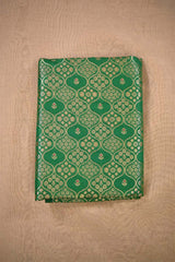 Green Banarasi Silk Fabric with Floral Ornament Pattern