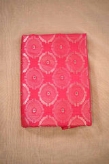 Rose Pink Banarasi Silk Fabric with Meenakari Floral Detailing