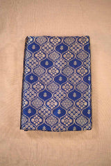 Blue Banarasi Silk Fabric with Floral Ornament Pattern
