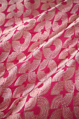 Pink Banarasi Silk Fabric with Water Gold Zari Arc Brocade Pattern