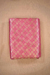 Pink Banarasi Silk Brocade Fabric with Gold Zari Work
