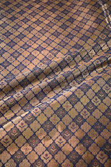 Blue Banarasi Silk Brocade Fabric with Gold Zari Work