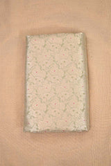Pista Green Banarasi Silk Fabric with Rose Brocade Jaal