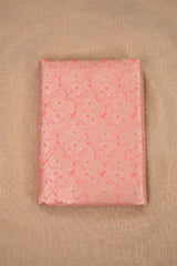 Peach Banarasi Silk Fabric with Rose Brocade Jaal